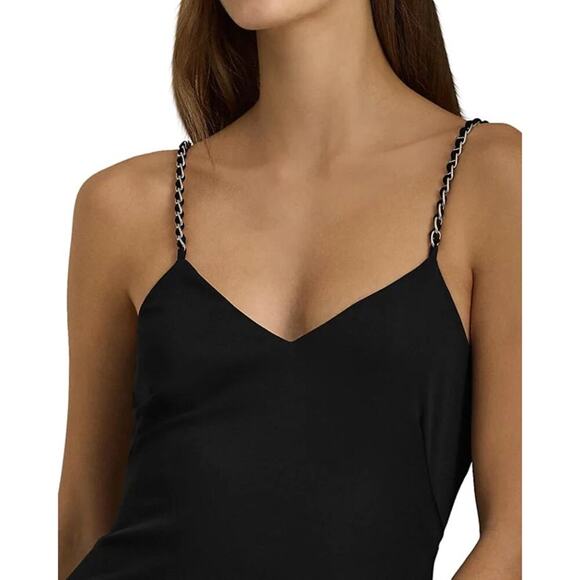 Lauren Ralph Lauren Chain Strap Twisted Jersey Gown Sleeveless Black Size 12 NWT - Picture 5 of 14